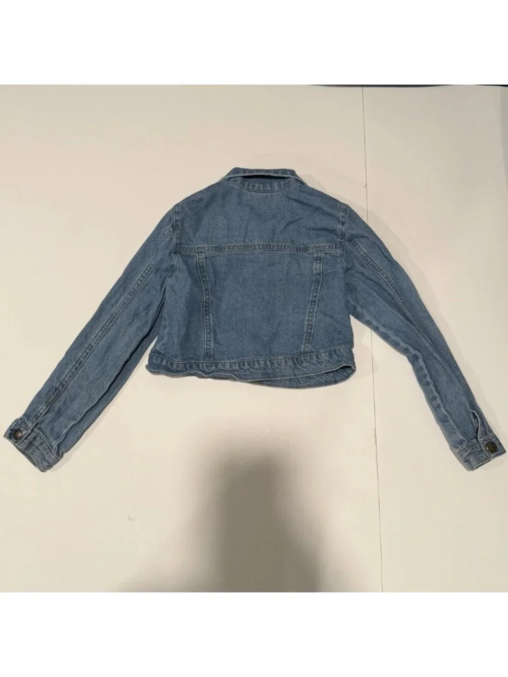 Nicole Miller New York‎ Girls Blue Ruffle Denim Jean Jacket Cropped Size 6 NMNY